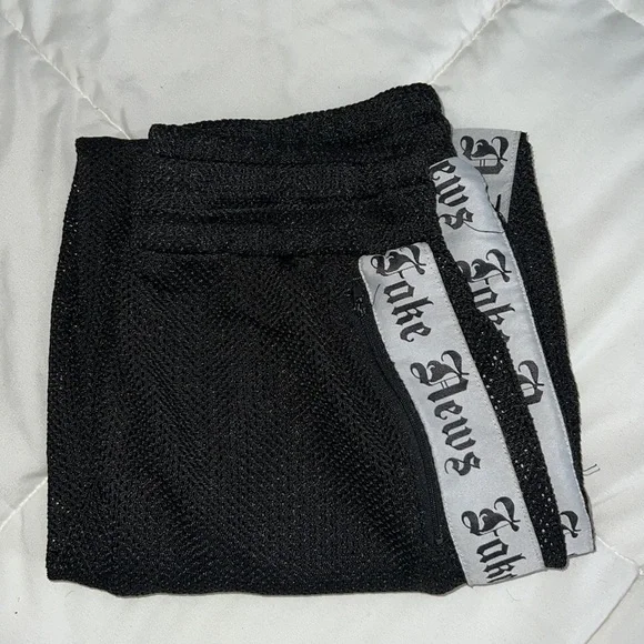 “Fake News” Black Mesh Joggers - Picture 2 of 4